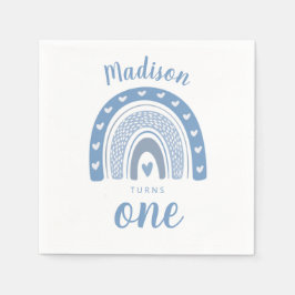 Servilleta De Papel Bebé lindo Blue Rainbow Boho Primer cumpleaños