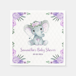 Servilleta De Papel Bebé lindo Elefante Chica Papel morado Floral Napk