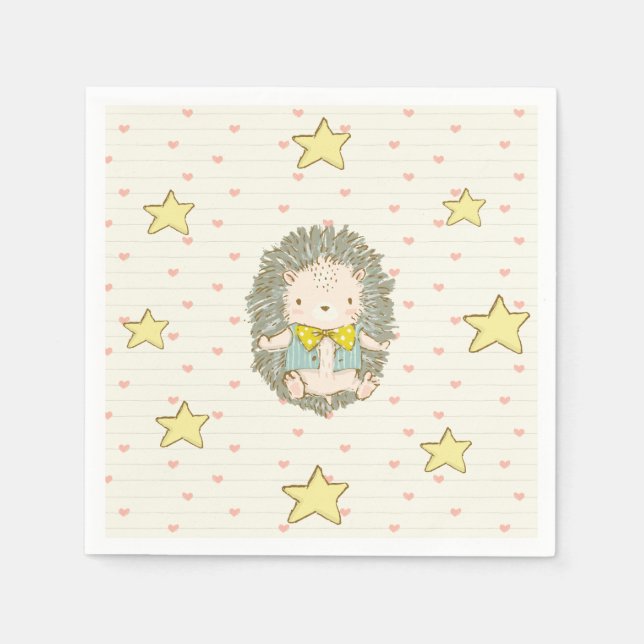 Servilleta De Papel Bebé lindo Hedgehog Bebé Chica Ducha Dulce (Anverso)