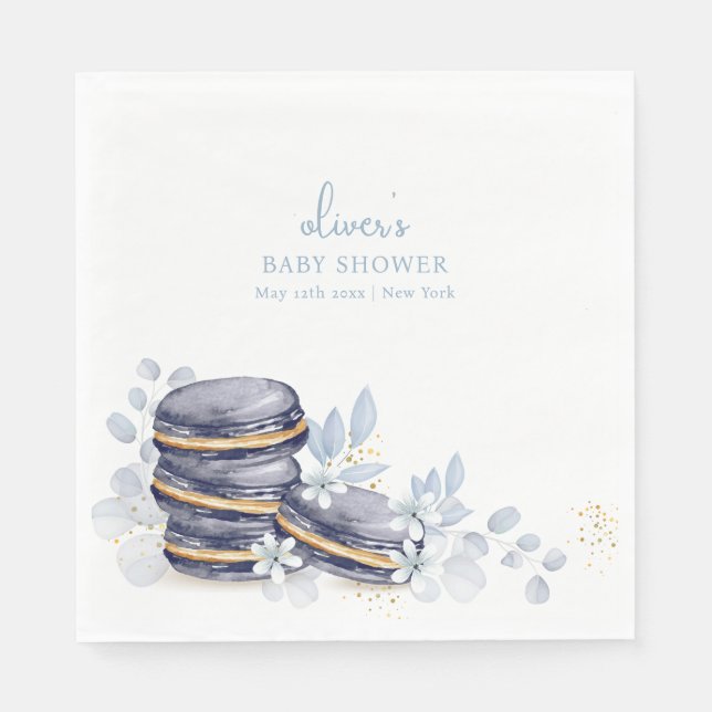 Servilleta De Papel Bébé Macaron Baby Shower (Anverso)