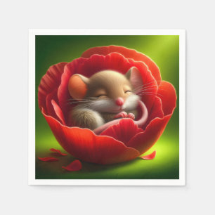 Servilleta De Papel Bebé muy adorable mientras duerme el ratón