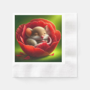 Servilleta De Papel Bebé muy adorable mientras duerme el ratón