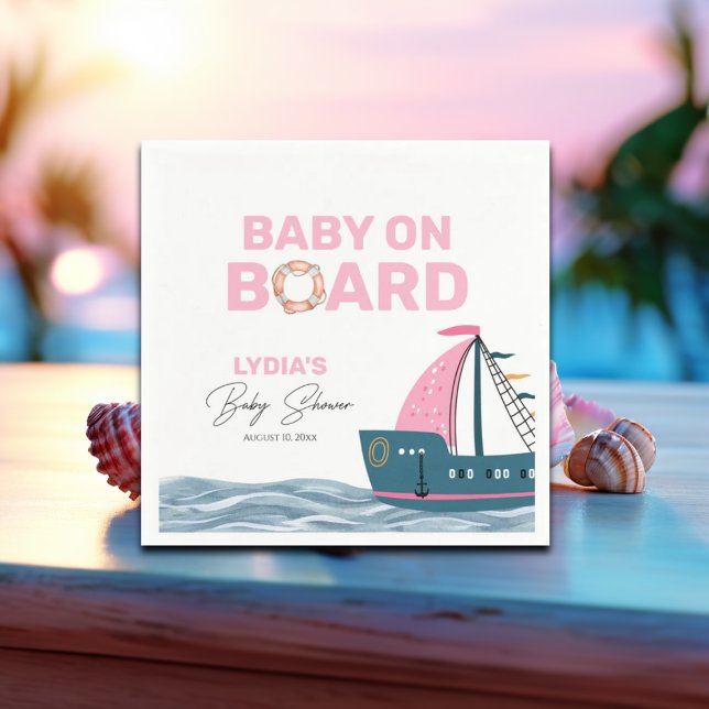 Servilleta De Papel Bebé Náutico Rosa en Baby Shower a bordo (Subido por el creador)