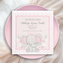 Servilleta De Papel Bebé Niña Elefante Polka Rosa Dot Sip Ver Ducha