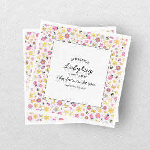 Servilleta De Papel Bebé Niña Mariquita Rosa Dulce Cumpleaños