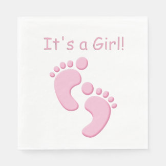 Servilleta De Papel Bebé Niña Pies Pequeños Baby Shower Napkin