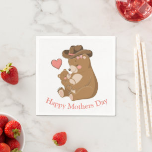 Servilleta De Papel Bebé Oso Feliz Día de la Madre