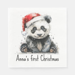 Servilleta De Papel bebé panda con navidades gorra, personalizable
