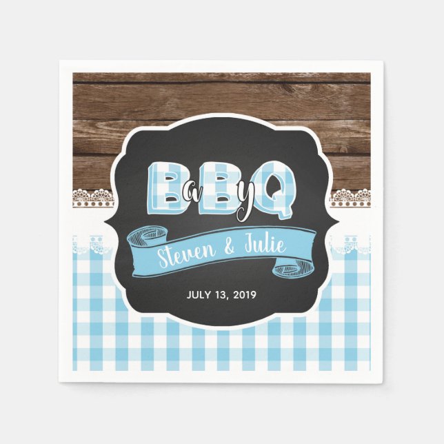 Servilleta De Papel Bebé Q Shower Napkin - Azul bebé (Anverso)