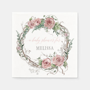 Servilleta De Papel Bebé Rosa de la BOHO Rubor Floral Baby Shower