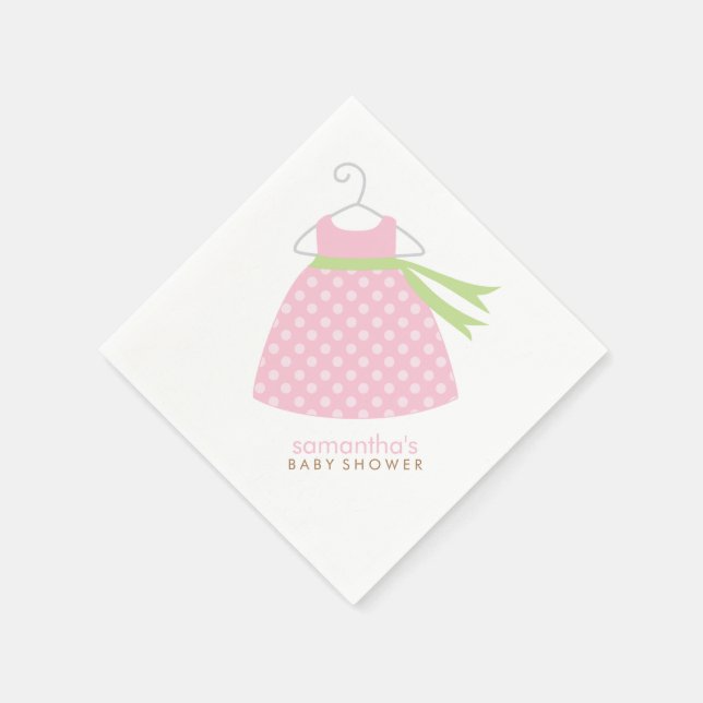 Servilleta De Papel Bebé rosa vestido Baby Shower (Borde)