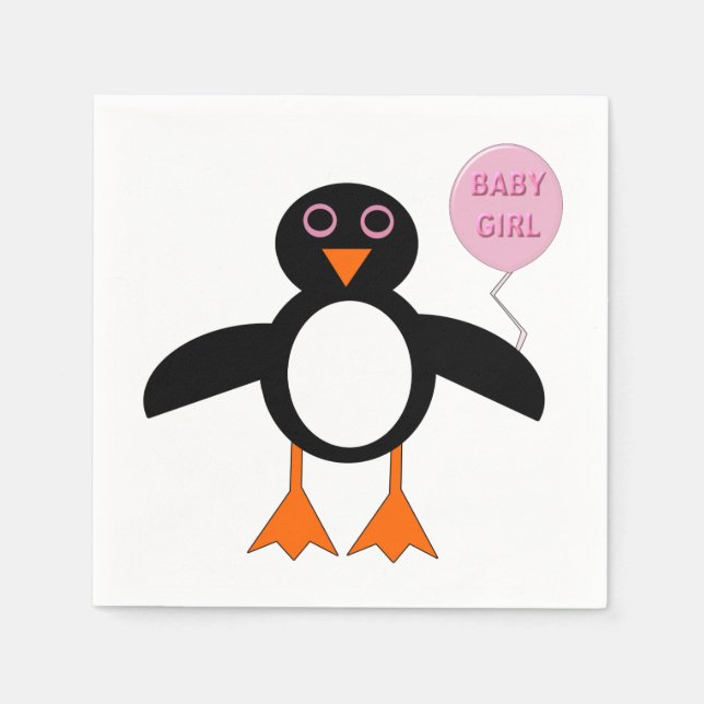 Servilleta De Papel Bebé rosado lindo Chica Papel pingüino (Anverso)