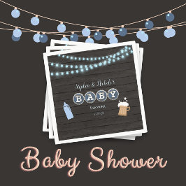 Servilleta De Papel Bebé Rústico Está Preparando Baby Shower Azul