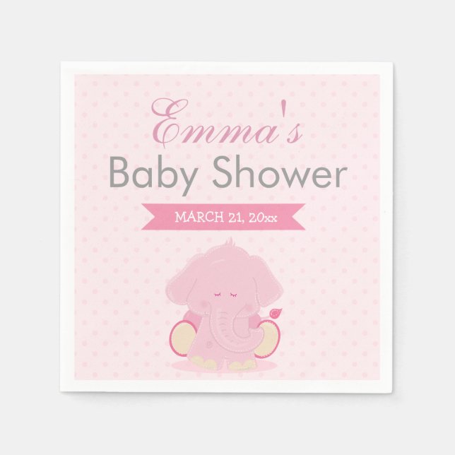 Servilleta De Papel Bebé Safari Elefante Rosa Sleepy (Anverso)