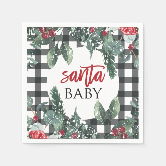 Servilleta De Papel Bebé Santa, Baby Shower de Navidad (Anverso)