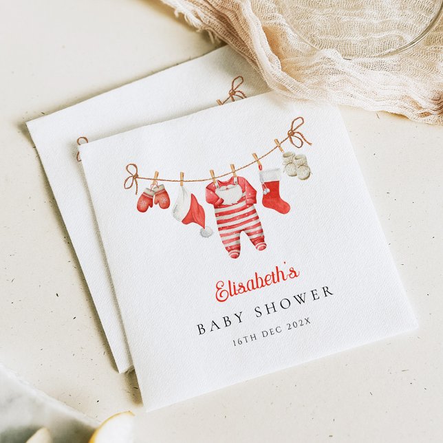 Servilleta De Papel Bebé Santa Rojo Baby Shower (Subido por el creador)