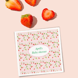 Servilleta De Papel Bebé Shower con Patrón de Flores de Fresa en Acuar