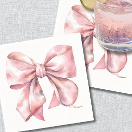 Servilleta De Papel Bebé Shower de lazo rosa simple