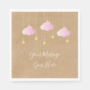 Servilleta De Papel Bebé shower rústico kraft twinkle twinkle rosa