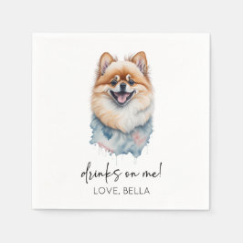 Servilleta De Papel ¡Bebe Sobre Mí! Boda Mascota de perro de Pomerania