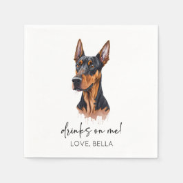Servilleta De Papel ¡Bebe Sobre Mí! Boda Mascota de perro Dobermann