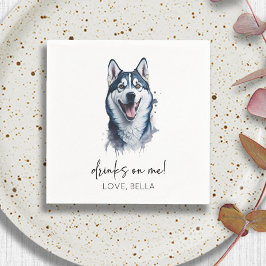 Servilleta De Papel ¡Bebe Sobre Mí! Boda Mascota Siberian Husky Dog