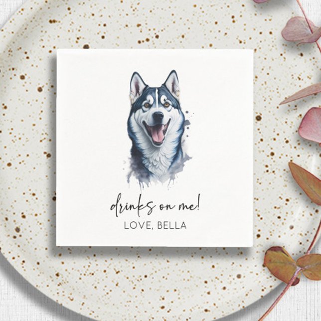 Servilleta De Papel ¡Bebe Sobre Mí! Boda Mascota Siberian Husky Dog (Subido por el creador)