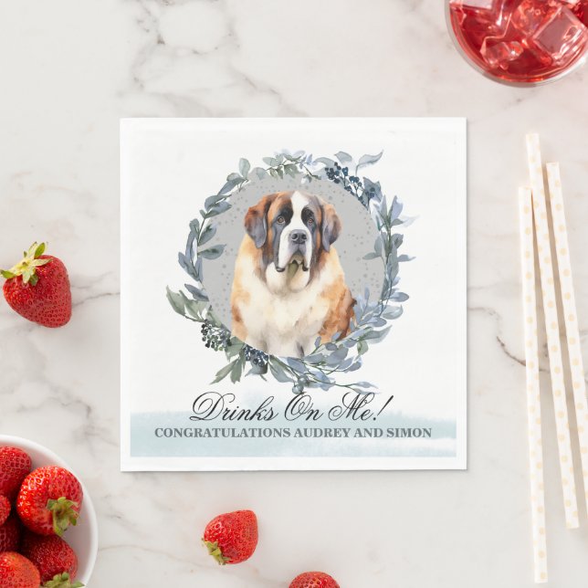 Servilleta De Papel ¡Bebe Sobre Mí! Mascota boda Perro de San Bernardo (In situ)