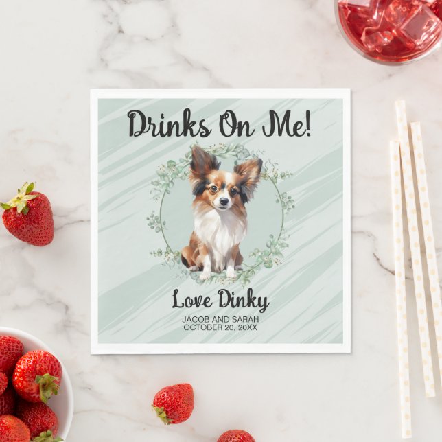 Servilleta De Papel ¡Bebe Sobre Mí! Mascota de Papillon Dog boda (In situ)