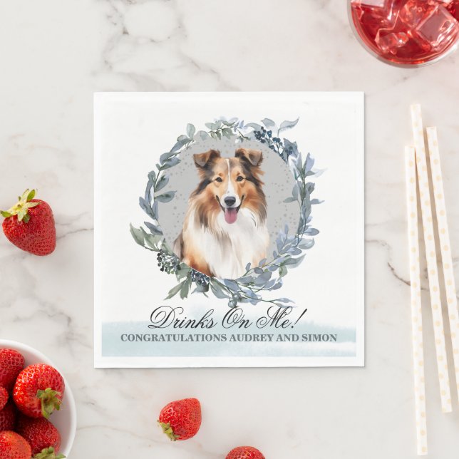 Servilleta De Papel ¡Bebe Sobre Mí! Shetland Sheepdog boda mascota (In situ)