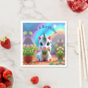 Servilleta De Papel Bebé unicornio lindo y arcoíris, cumpleaños de niñ
