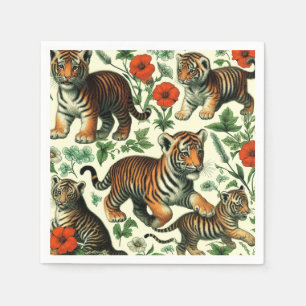 Servilleta De Papel Bebé ventilado y tigre sin foco