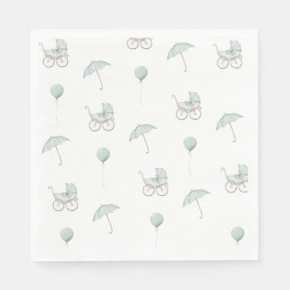 Servilleta De Papel Bebé verde lindo Buggy Baby Shower