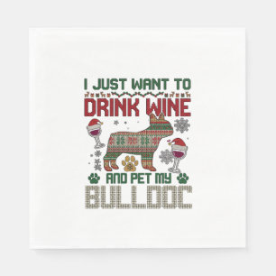 Servilleta De Papel Bebe Vino Bulldog Perro Jersey Feo Sombrero de San