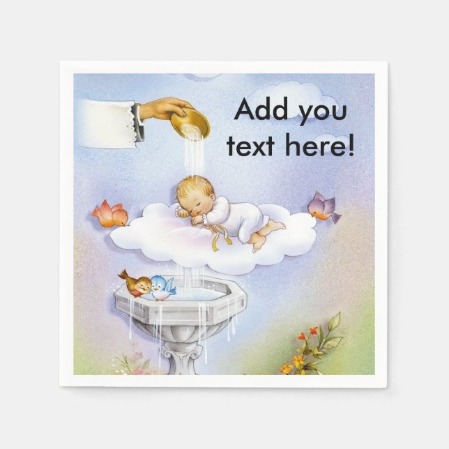 Servilleta De Papel Bebé vintage Baptismo Calabaza (Anverso)