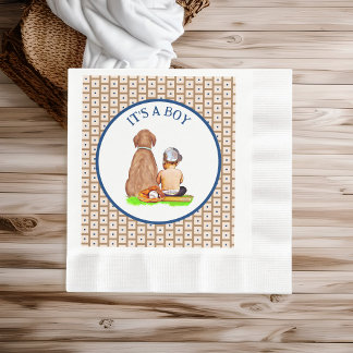 Servilleta De Papel Bebé y perro de béisbol tema Baby Shower