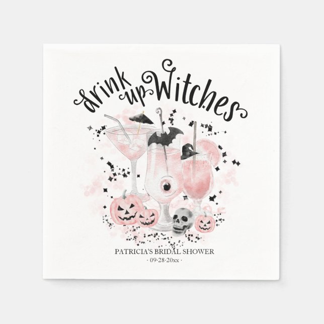Servilleta De Papel Bebed hasta el final Cocktail de Brujas Bridal Sho (Anverso)