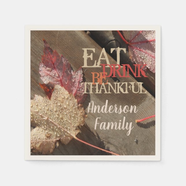 Servilleta De Papel Beber Bebe Agradecimiento Familia Acción de Gracia (Anverso)