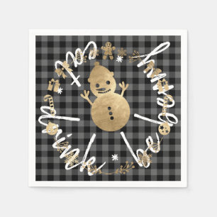 Servilleta De Papel Beber Bebe Berry Snowman Navidades Búfalo Gris