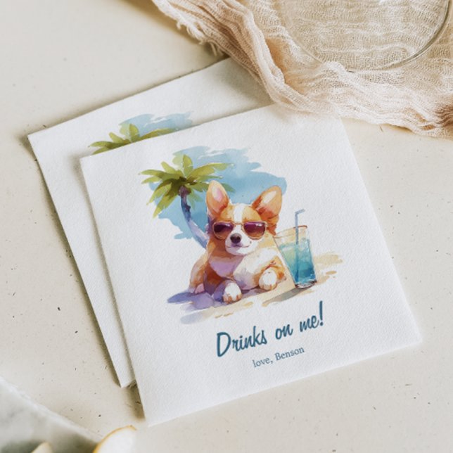 Servilleta De Papel Beber en mí Corgi Beach Wedding Napkins (Subido por el creador)