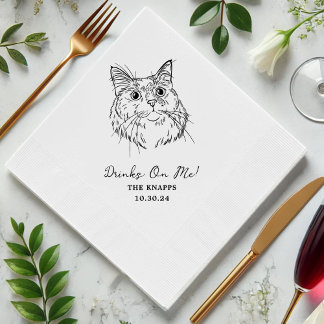 Servilleta De Papel Beber sobre mí Personalizado Boda de gato desenvai