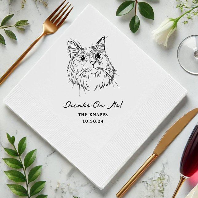 Servilleta De Papel Beber sobre mí Personalizado Boda de gato desenvai (Subido por el creador)