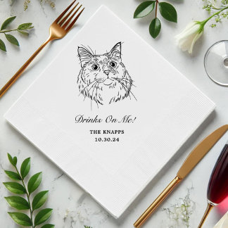 Servilleta De Papel Beber sobre mí Personalizado Boda de gato desenvai