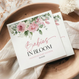Servilleta De Papel Bebés En Baby Shower De Gemelos Florales De Rosa R