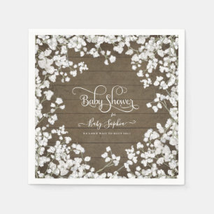 Servilleta De Papel Bebés Rústicos Respiran Decoración Baby Shower
