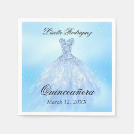 Servilleta De Papel Bebida azul Quinceanera Personalizado