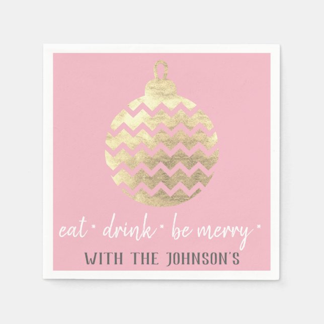 Servilleta De Papel Bebida Bebida Be Merry Gray White Gold Holidays (Anverso)