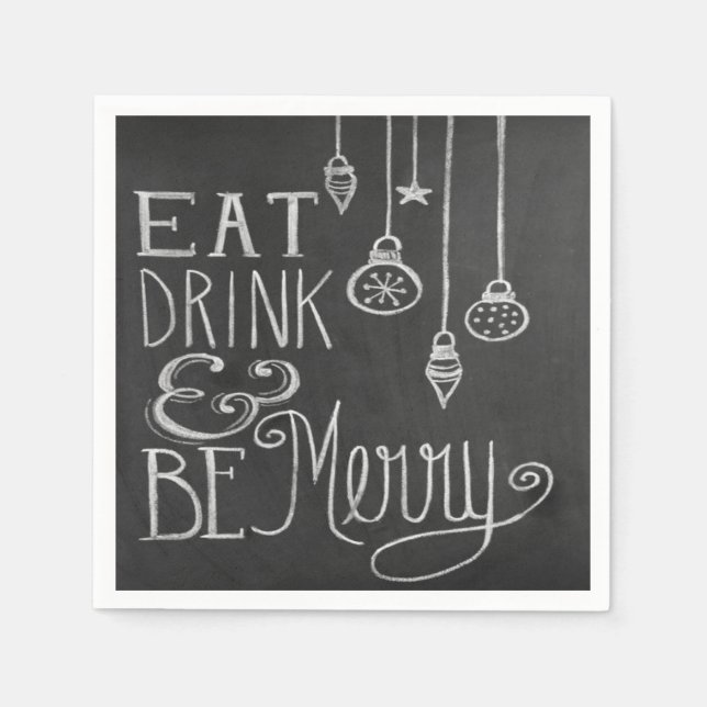 Servilleta De Papel Bebida bebida Merry Chalkboard Navidades Napkins (Anverso)