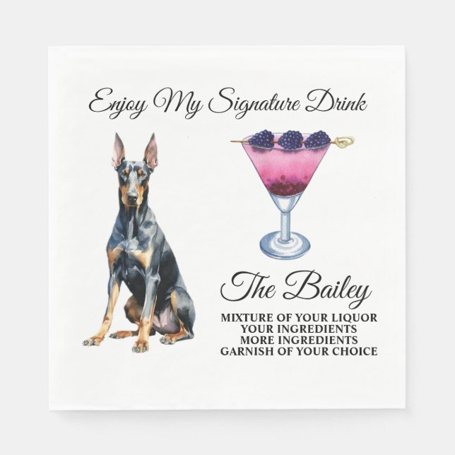 Servilleta De Papel Bebida Boda Doberman Pincher (Anverso)