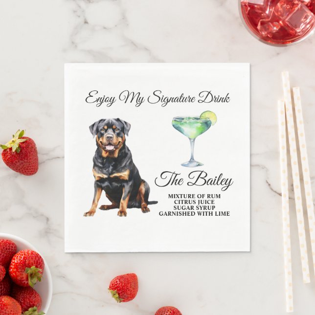 Servilleta De Papel Bebida característica de boda Rottweiler Foto de p (In situ)